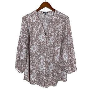 NYDJ Not Your Daughters Jeans Blouse Purple Floral Button Front Women's XL